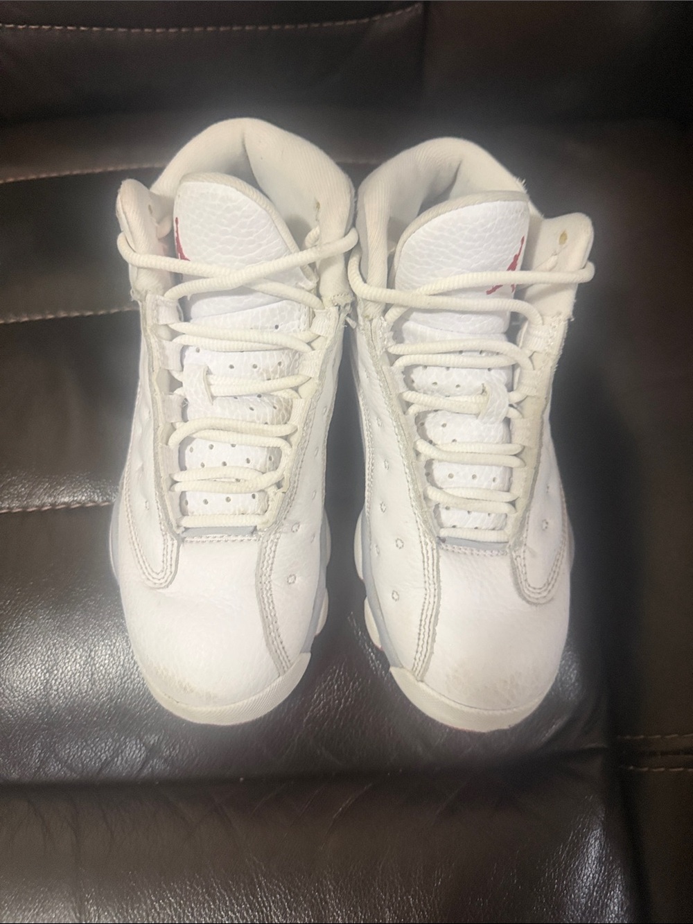 Jordan Kids White and Red Low-Top Sneakers